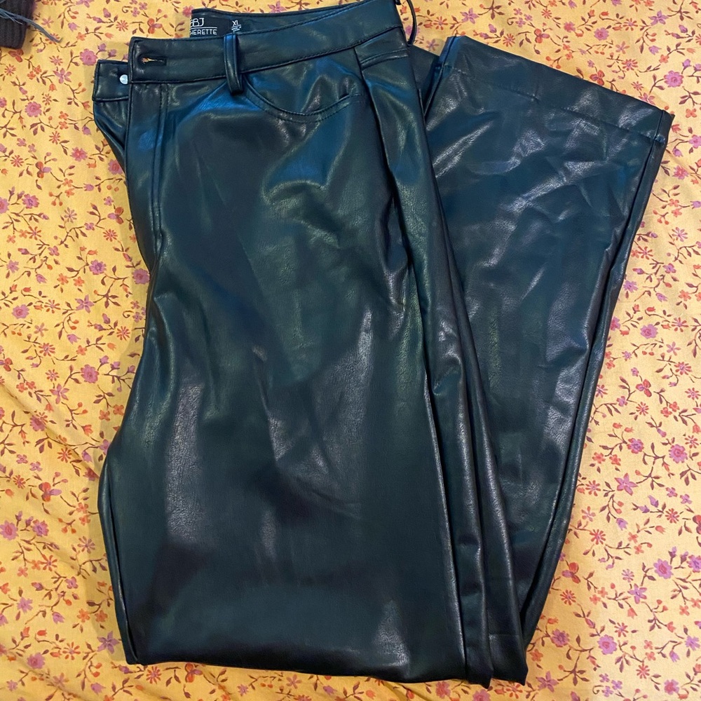 Leather Pants Straight Leg Black Faux Leather Vegan Princess Polly